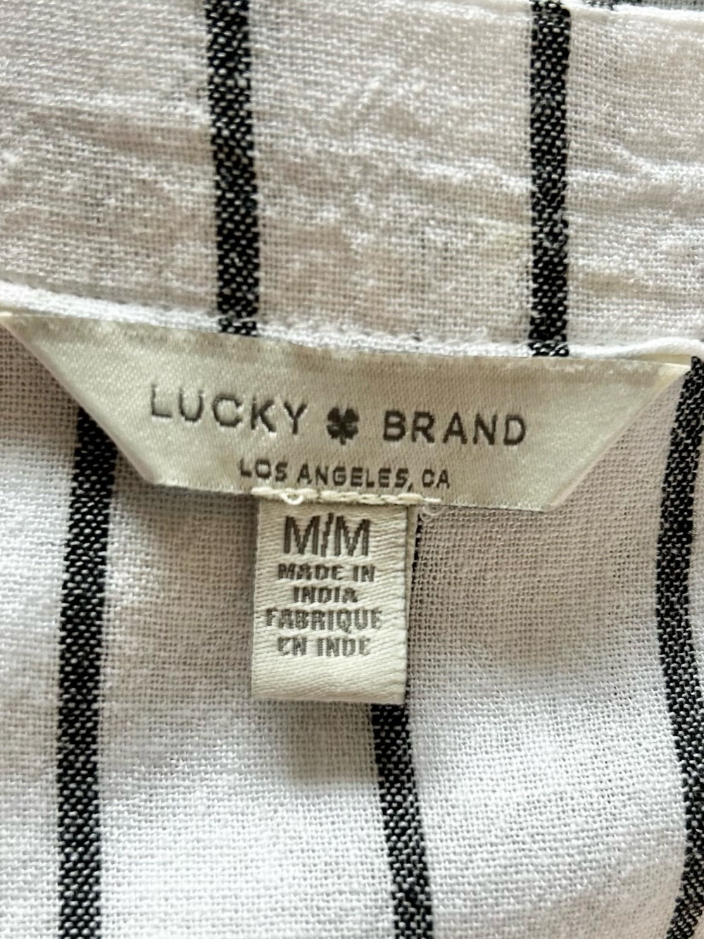 Lucky Brand Linen Blend Striped Tie Front Blouse Medium - Picture 7 of 9